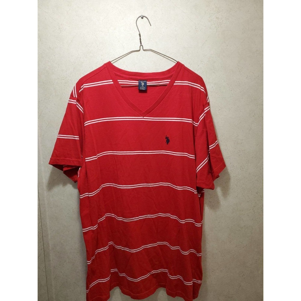 US Polo Assn T-Shirt Men's 2XL XXL Short Sleeve v neck Tee Red Pony Logo Blue